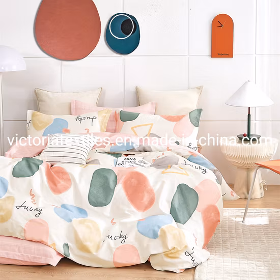 100% Cotton Colorful Printed Bed Quilt Cover with 2 Pillowcases, King/Queen/Twin Size